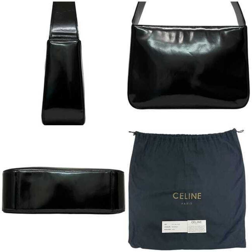 Celine Shoulder Bag Black Leather F Logo Perforated Closure Shoulder - Picture 2 of 10